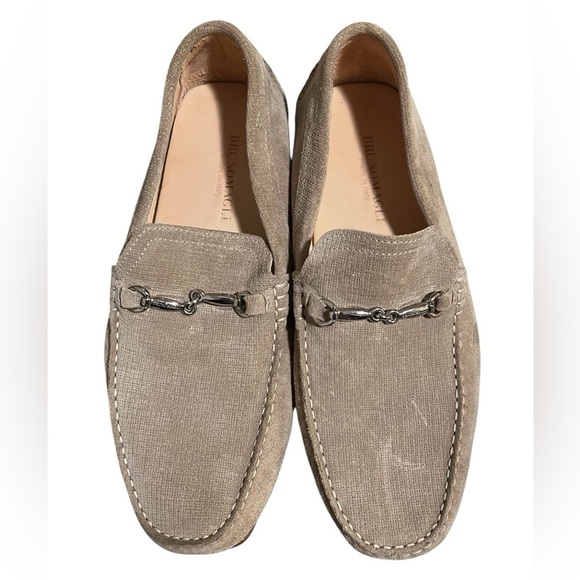 Bruno Magli Other - Men's Bruno Magli Beige Suede Slip-On Loafers with Metallic Detail Sz 9.5